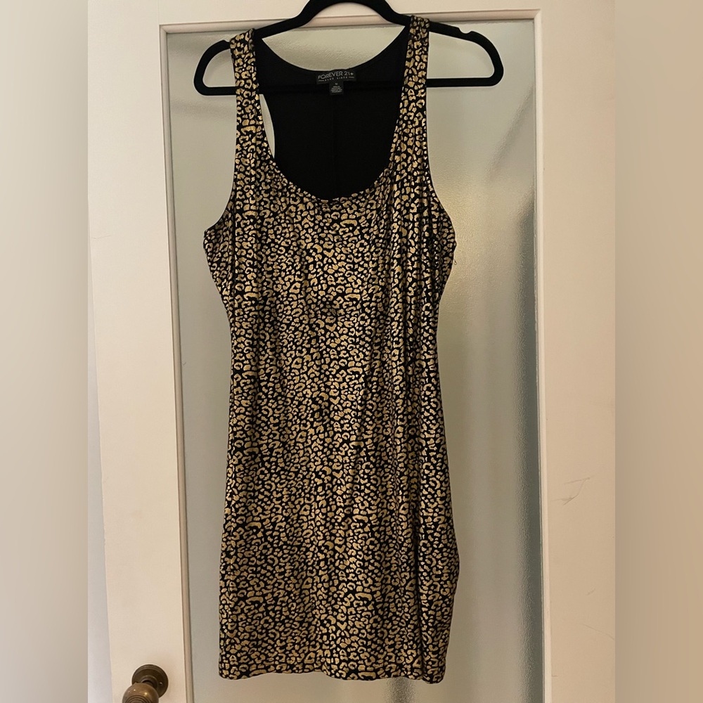 Forever 21 Black Gold Cheetah Print Plus Size Dress